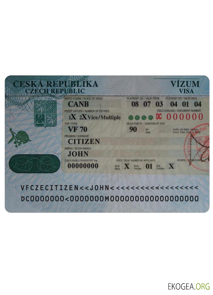 Visa TCHÈQUE template